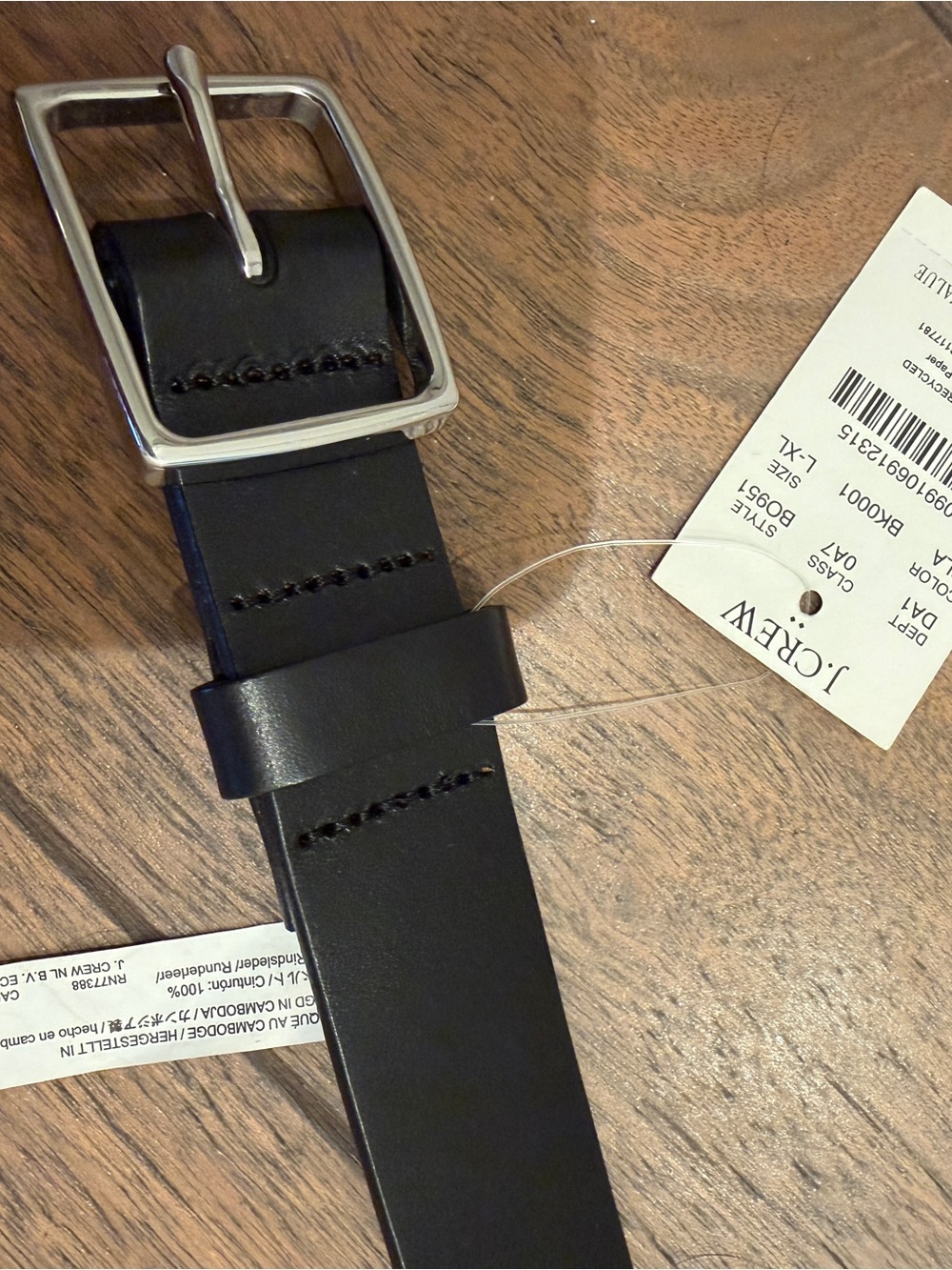 J Crew Classic Black Leather Belt with Silver Buckle - Picture 3 of 3